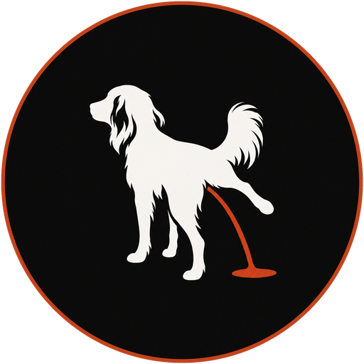 Ein Kooikerhondje hebt das Bein an der Logowand